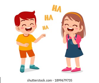 little boy and little girl laugh together