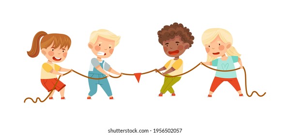 Little Boy Girl Playing Tug War Stock Vector (Royalty Free) 1956502057 ...