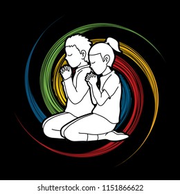 Little boy and girl, Prayer, Christian praying, Children praying , Thank you GOD graphic vector