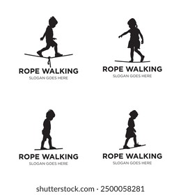 little boy and girl rope wlking logo