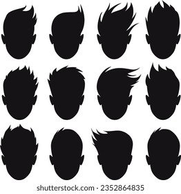 little boy hair style vector silhouette 