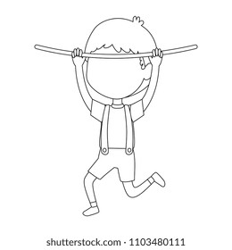 little boy hanging in rope character