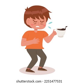 Little boy hate drinking coffee cartoon vector