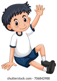 Little boy having arm up illustration
