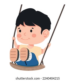Little boy having fun on swing