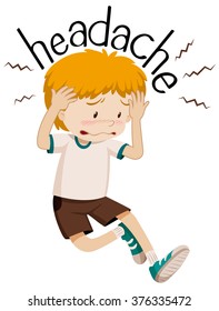 Little Boy Having Headache Illustration