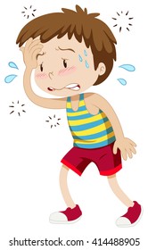 Little Boy Having Hyperthermia Illustration