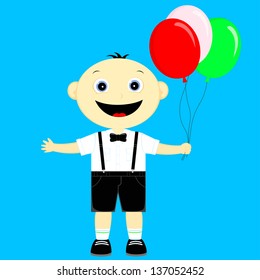 the little boy holding balloons