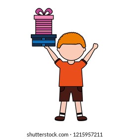 little boy holding birthday gift