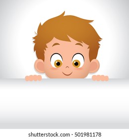 Little boy holding empty white board