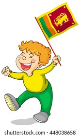 Little boy holding flag of Sri Lanka illustration