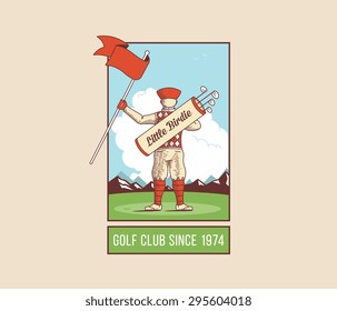 Little Boy Holding Golf Flag