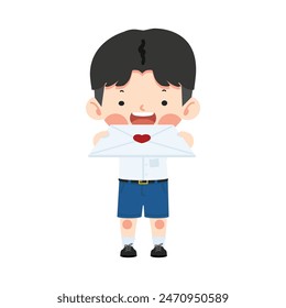  little boy holding love letter student