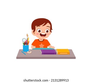 little boy holding ruler and check length