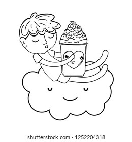 little boy with ice cream kawaii character
