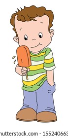 little boy with ice cream, vector - Vector