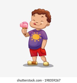 little boy with ice cream, vector