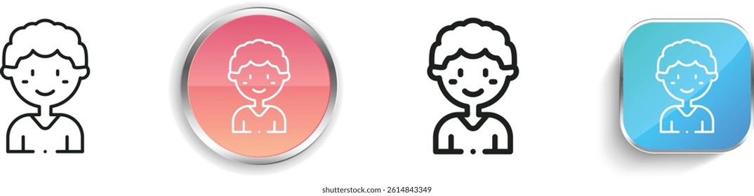 little boy icon. Thin Linear, Regular and Button Style Design Isolated On White Background