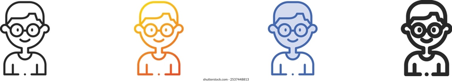 little boy icon.Thin Linear, Gradient, Blue Stroke and bold Style Design Isolated On White Background