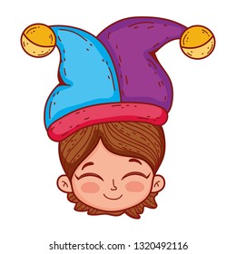 little boy with joker hat fools day celebration