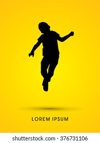 Little Boy jumping graphic vector.