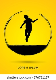 Little Boy jumping graphic vector.