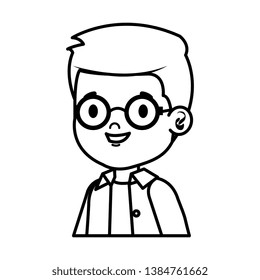 little boy kid with eyeglasses character