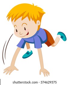 Little Boy Kneeling Down Illustration