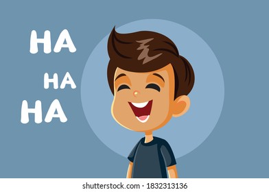 Little Boy Laughing Vector Cartoon Illustration. Funny child feeling amused by entertaining joke
