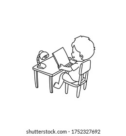 Niñito aprende gráfico vectorial