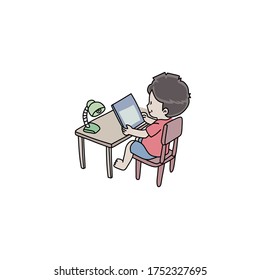 Niñito aprende gráfico vectorial