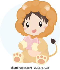 Little Boy In Lion Costume