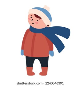 A little boy looking up. Vector illustration.