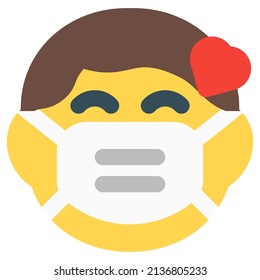 little boy in love with heart emojis wearing the mask