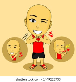 a little boy is in love, Vector cartoon illustration, the character of a cute and funny little boy