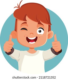 
Little Boy Making Thumbs up Gesture Vector Illustration. Child making approval gesture having a positive attitude
