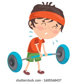 Little Boy Making Weight Lifting Exercise