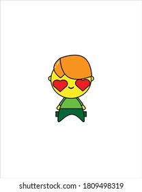 Little boy mascot vector illustration design with orange hair