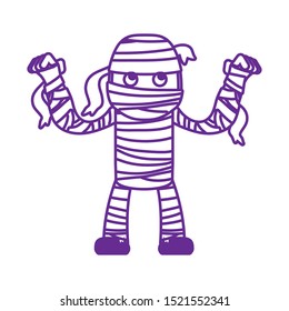 little boy with mummy costume character vector illustration design