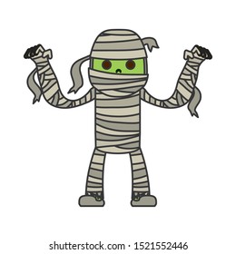little boy with mummy costume character vector illustration design