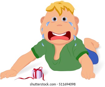 A little boy not happy with his gift