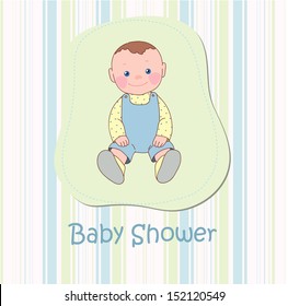 Little boy on the green background