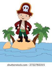 Um menino na ilha ilustração vetorial