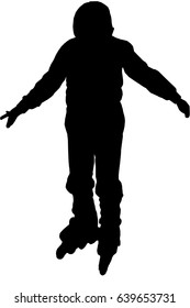 Little boy on roller skates