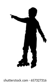 Little boy on roller skates