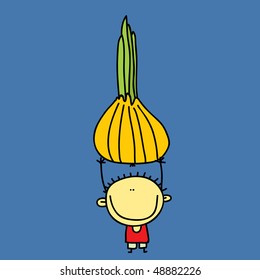 Little boy and onion