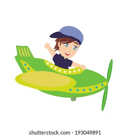 Little Boy Operating a Plane 
