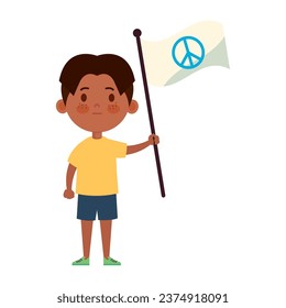 little boy pacifist waving flag design