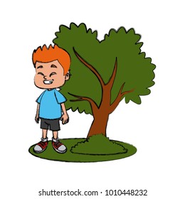 Little boy at park cartoon