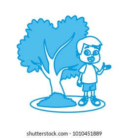 Little boy at park cartoon